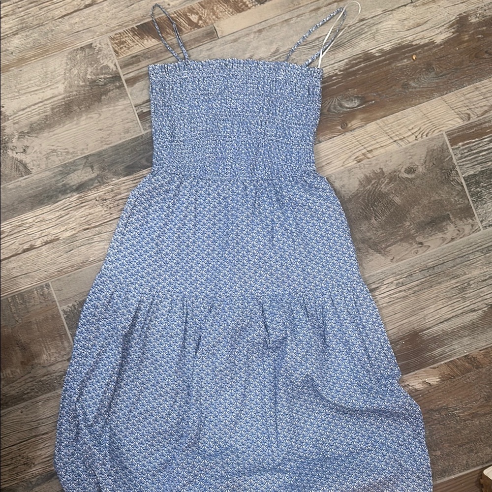 Calista Blue Patterned smocked medium Dress